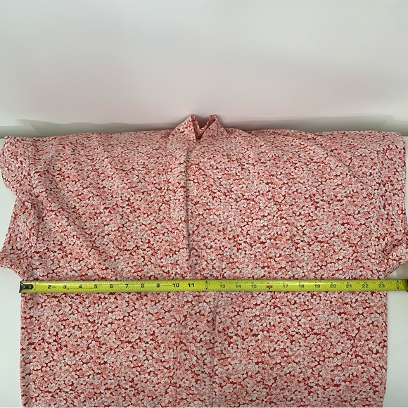 Pink Lily Floral Button Front Kimono Style Belted Oversized Short Sleeve Dress - Picture 14 of 15